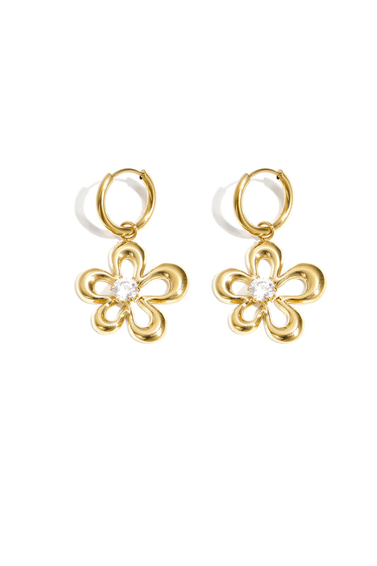 Stainless Steel Drop Earrings Flower Simple Daily Simple Series Women's jewelry
