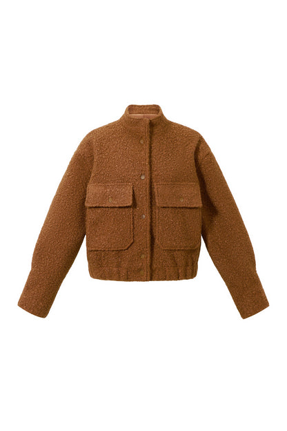 Woven Polyester Fiber Women's Jacket Casual Solid Color Fall/Winter