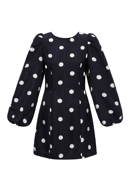 Woven Polyester Fiber Women's Mini Dress Elegant Polka Dots