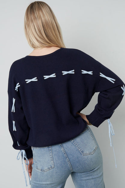 Knitted Viscose Women's Sweater Casual Color Clash