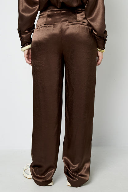 Woven Polyester Fiber Women's Straight Pants Casual Solid Color Fall/Winter