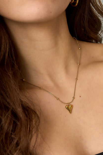 small ball necklace with heart
