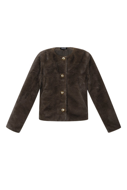 Woven Polyester Fiber Women's Jacket Elegant Solid Color Fall/Winter