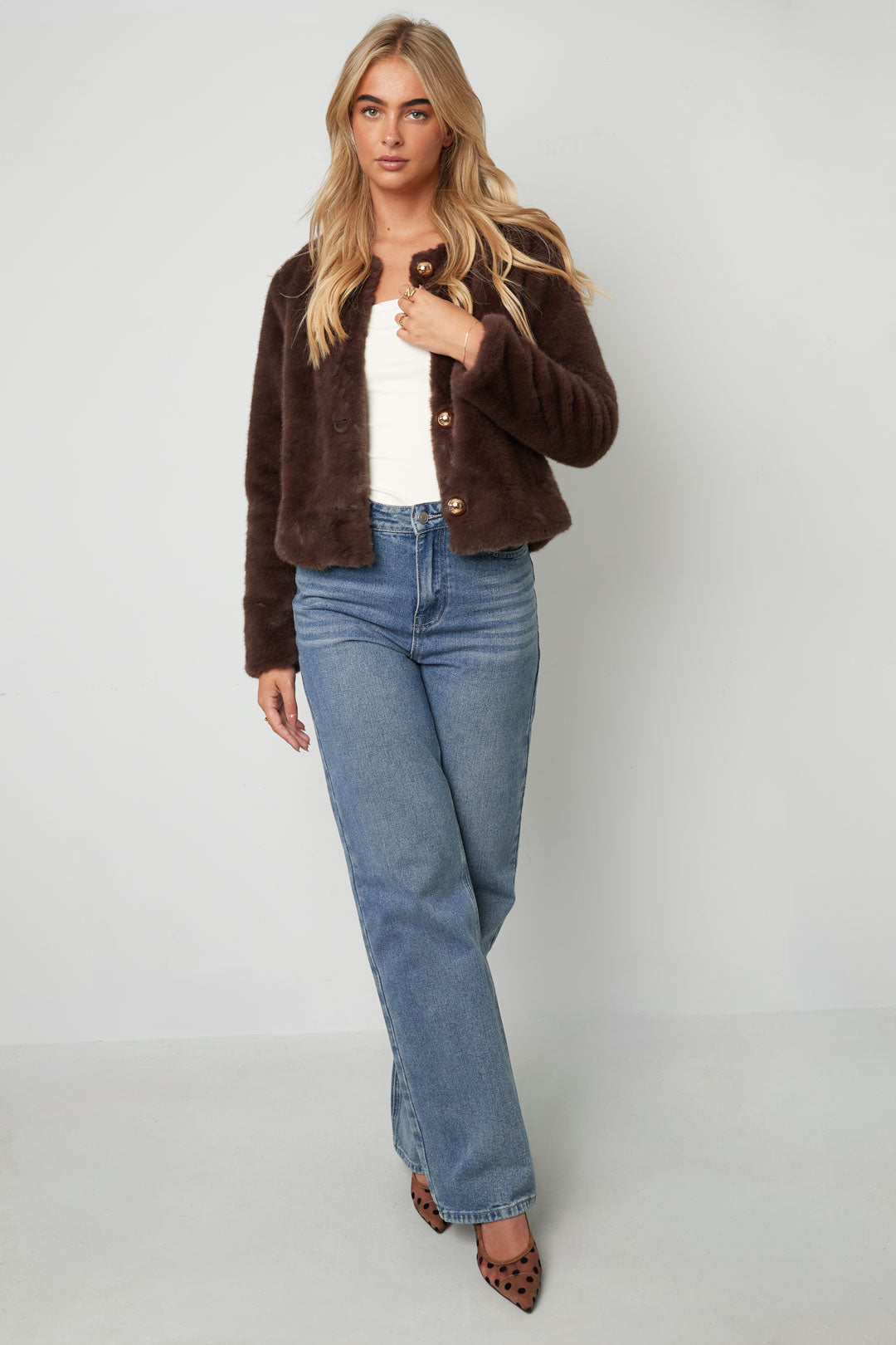 Woven Polyester Fiber Women's Jacket Elegant Solid Color Fall/Winter