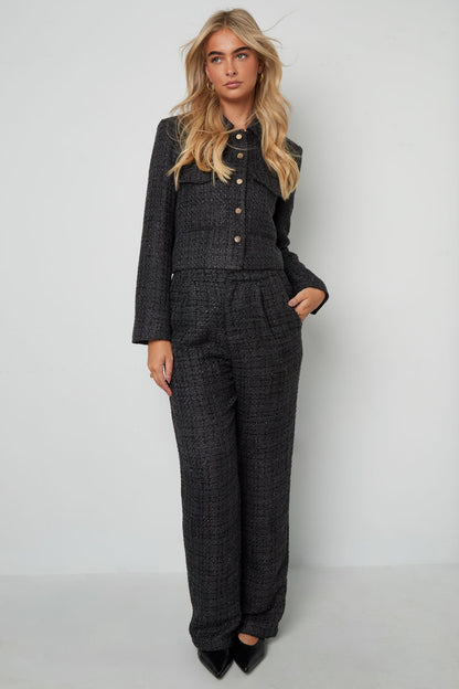 Woven Polyester Fiber Women's Jacket Elegant Checkered Statement