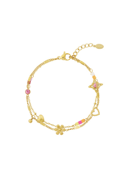 Stainless Steel Charm Bracelets Flower Daily