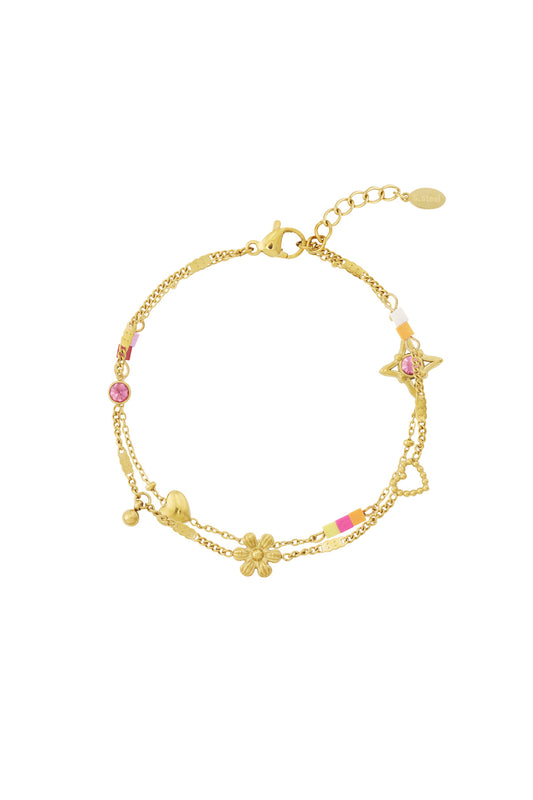 Stainless Steel Charm Bracelets Flower Daily
