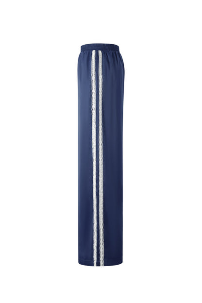 Woven Polyester Fiber Women's Straight Leg Pants Sporty Color Clash