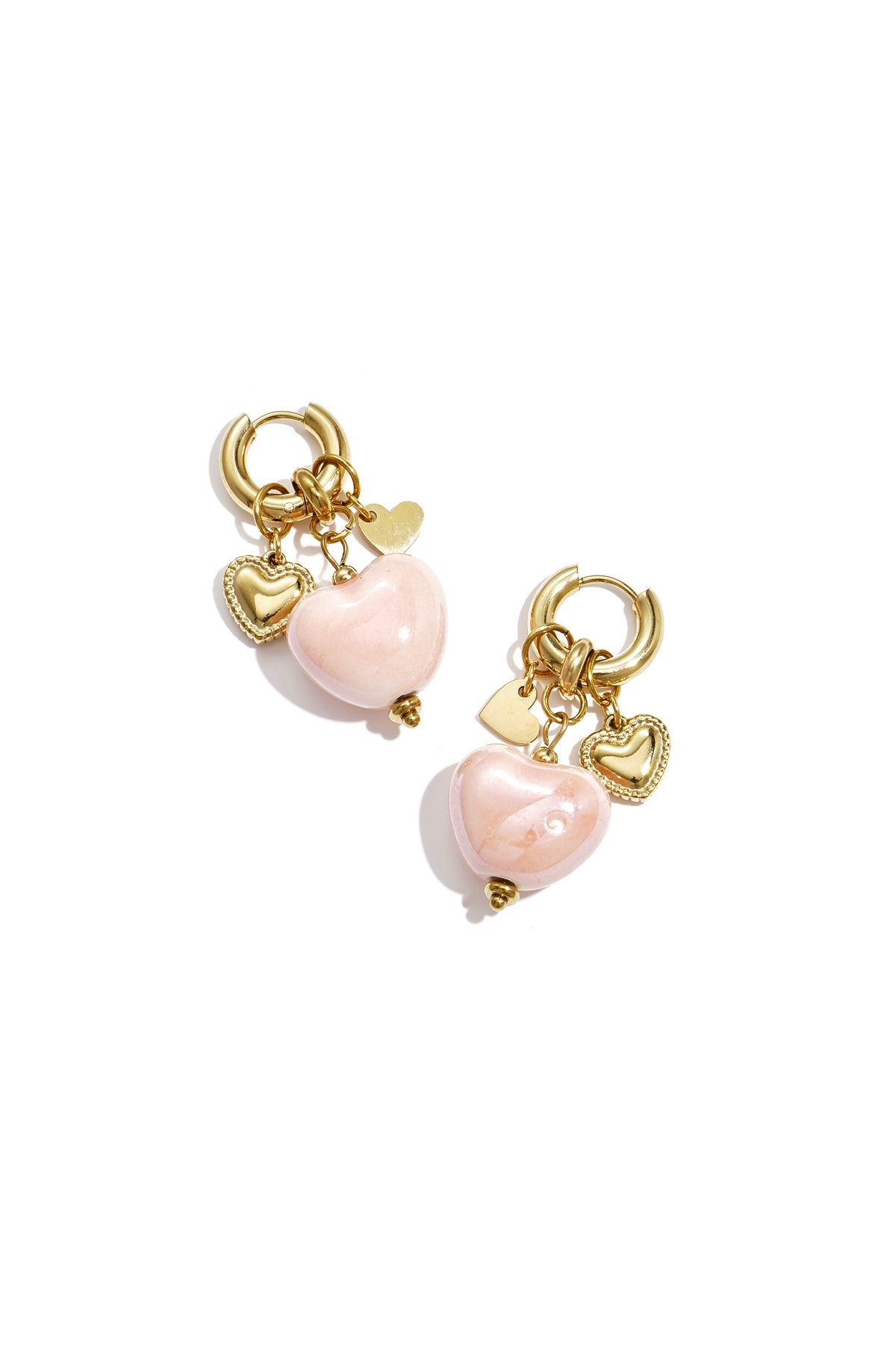 Earrings with heart pendants