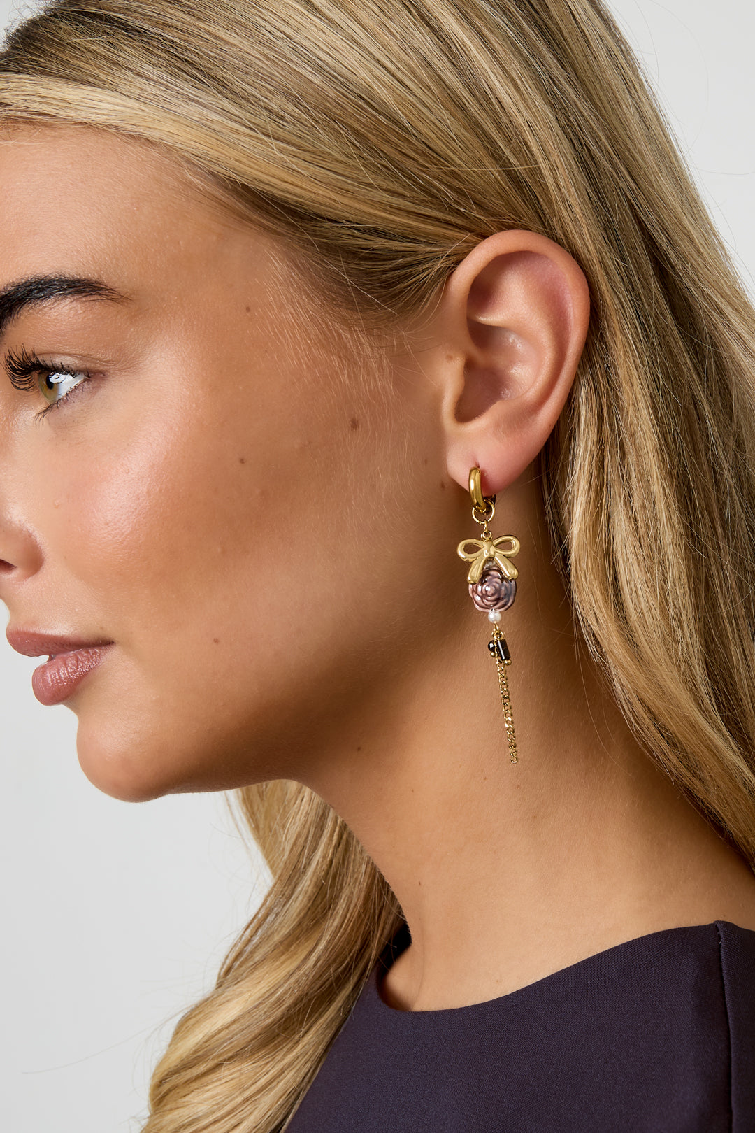 Stainless Steel Drop Earrings Flower Casual Daily Simple Series Women's jewelry