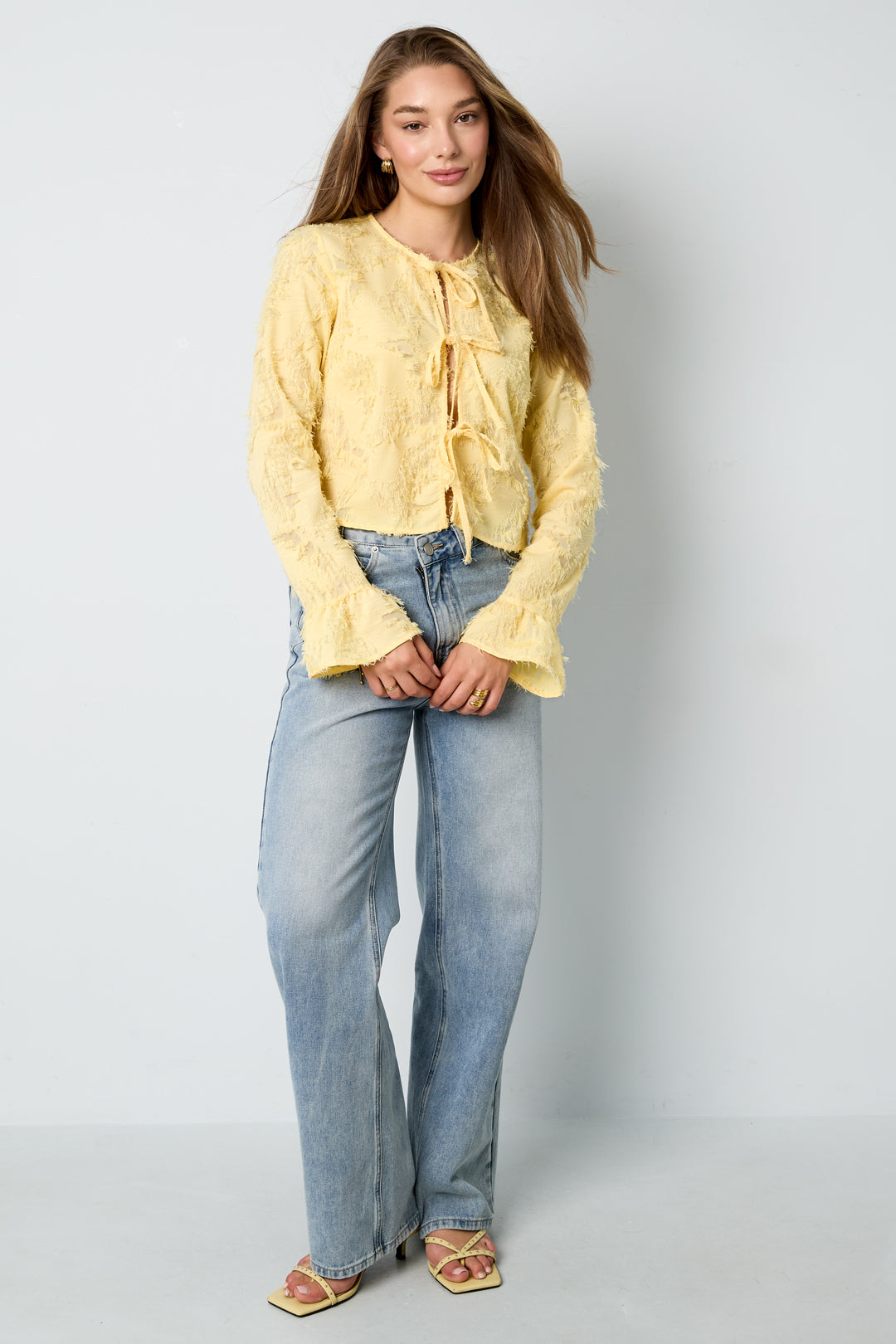 Woven Polyester Fiber Women's Long Sleeve Tops Elegant Solid Color Spring/Summer